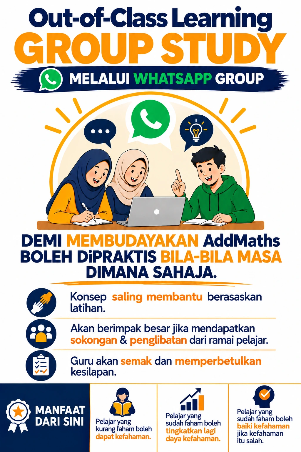Program matematik berstruktur yang membandingkan masa pembelajaran dengan di sekolah. Ia menerangkan faedah Kelas Asas Bab untuk membaiki Asas Matematik, Kelas Utama untuk kupasan mendalam setiap topik, dan Kelas Tutorial untuk pengukuhan intensif, untuk memastikan pelajar bersedia untuk peperiksaan SPM. kelas terbaik berkesan